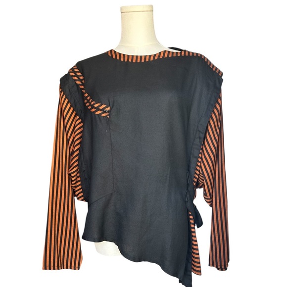 Vintage Ann Marie Asymmetrical Striped 80’s Top - Picture 2 of 11